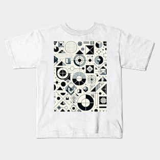 Mod Mosaic Black White Geometric Kids T-Shirt